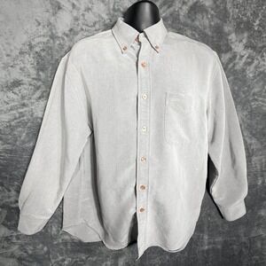 Guess Jeans Mens Long Sleeve Button Down Shirt M Medium Gray Rayon Blend Casual